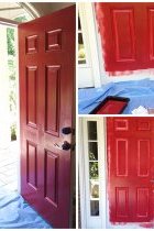 Front Porch Decorating Ideas: A front door after one,  two and three coats of red paint