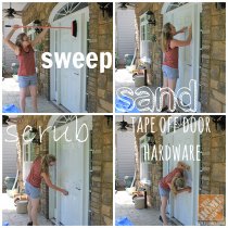 Front Porch Decorating Ideas: Sandra of the Sawdust Girl blog preps her door for painting