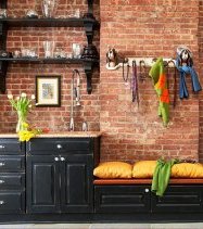 glass knobs on black cabinets bhg