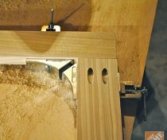 Screwing horizontal and vertical pieces together for DIY glass cabinet doors project