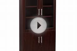 0921 New 65 inch Mahogany Laminate Bookcase With Glass Doors