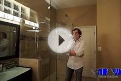 AN AMAZING FRAMELESS GLASS SHOWER DOOR , BATHROOM